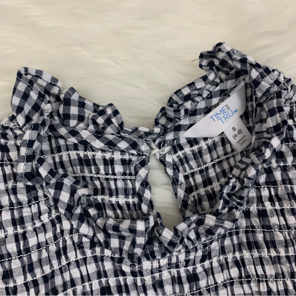 Time and Tru Black and White Plaid Smocked Ruffle Dress - Picture 10 of 15